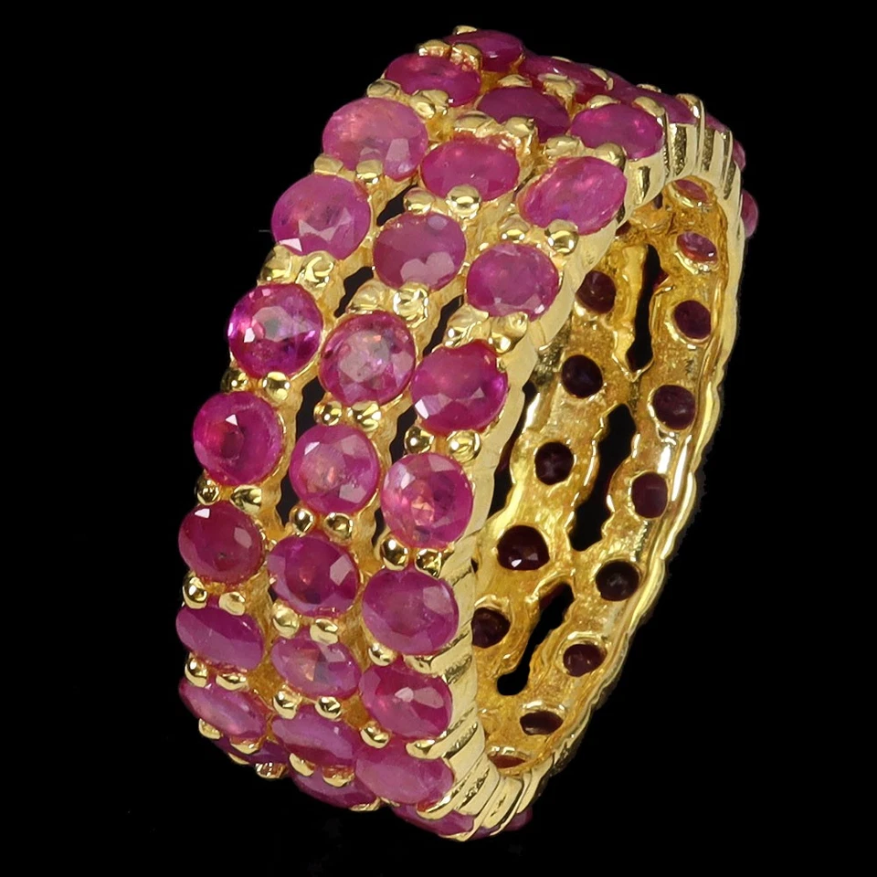 925 Sterling Silver Ring Round Ruby Gemstone Jewelry Size 7 No USA Import Fees - Image 2 of 4