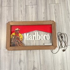 Marlboro Cowboy Light Up Sign 1983 Philip Morris Inc Vintage 26” X 15” Scratches