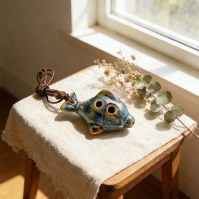 Artistic Ceramic Ocarina 6 Holes C Tune Crackle Glaze Design Easy Play Flute