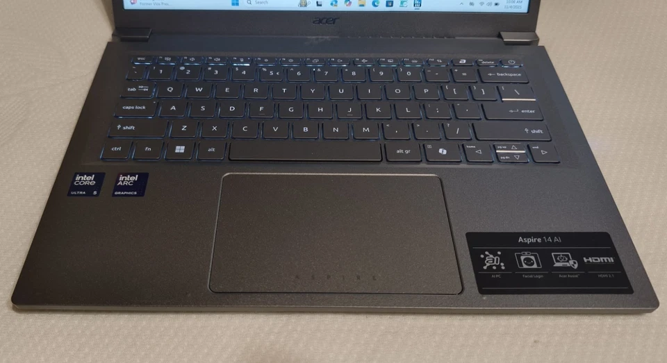 Acer Aspire 14 AI, 14“ TOUCH, Intel Core Ultra 5 226V, 16 GB, 1 TB, LIKE NEW - Bild 4 von 4