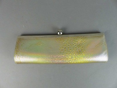 elegante Tasche Clutch Abendtasche Operntasche Schlangenoptik goldsilber (20479)