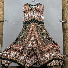 Bila Maxi Dress 2XL Boho Indie Festival Smocked Assymetrical Handkerchief Hem