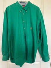 Vintage 90's Tommy Hilfiger Green Long Sleeve Button-Down Shirt Size XL Crest