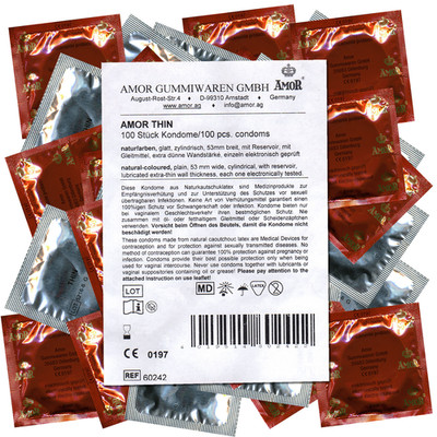 Amor Thin Kondome 100 Stück gefühlsecht extra dünn 0,05 mm Maxipack