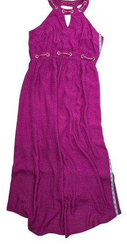 Nuevo sin etiquetas Vestido Para Mujer Thalia Sodi Estilo Halter Midi Violeta Ciruela/Rosa Talla M - Imagen 13 de 14