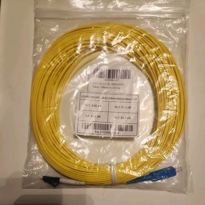 30 meters LC/APC to SC/APC Fiber Optic Patch Cable Single Mode Simplex 