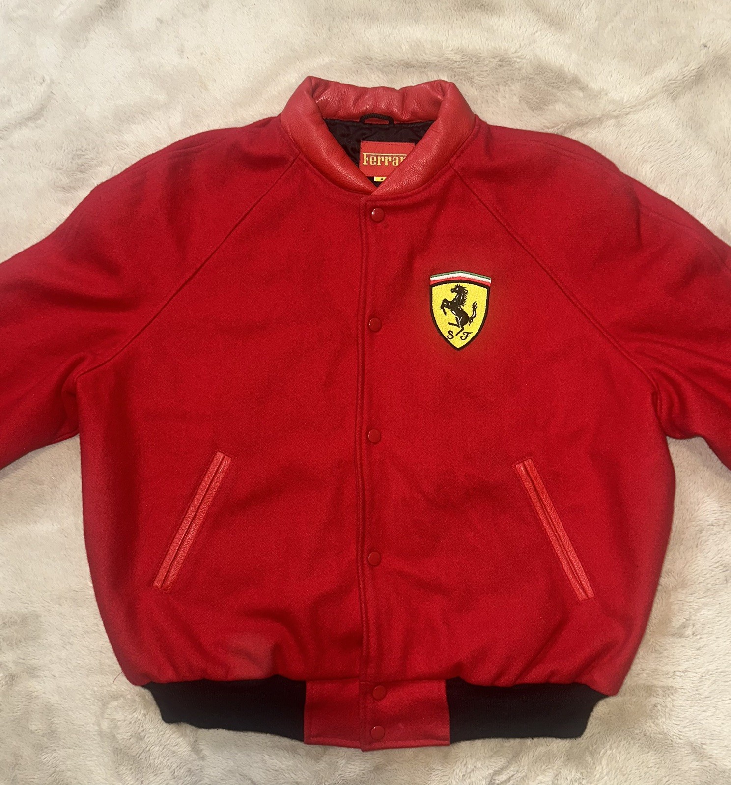 Vintage Official NOS Ferrari Wool Varsity Jacket 1996 Medium Made In England