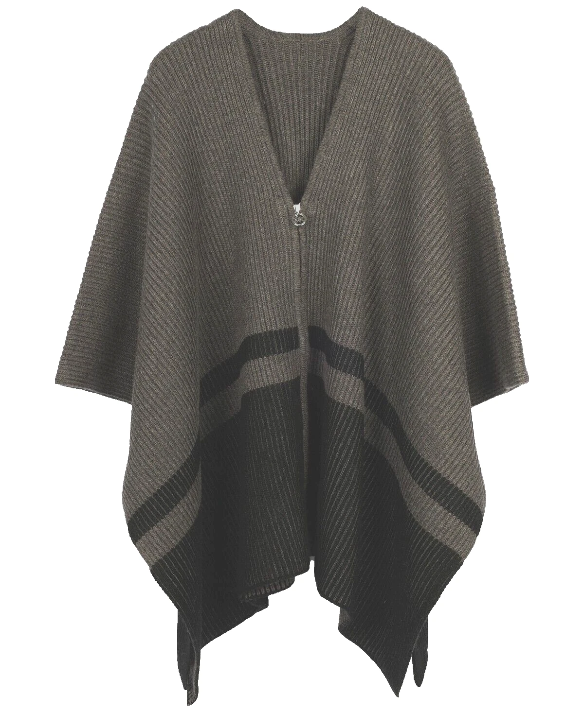 Michael Kors Plaited Fisherman Rib Grey Poncho Sweater - one size - retail $178