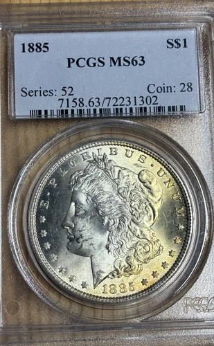 1885 P Morgan SILVER Dollar PCGS MS63 GOLD TONED $1 Coin