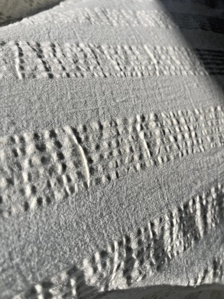 Tela de algodón orgánico neutro marfil sin blanquear por 2 metros, ancho ancho con rayas Foto 4 de 4