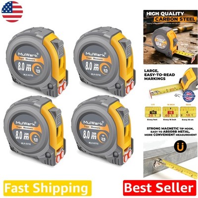 4-Pack 26ft Tape Measure, Easy Read Fractions, Magnetic Hook, Rugged
