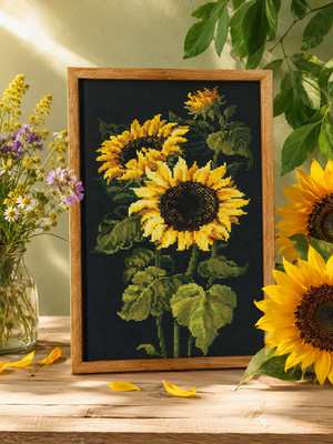 RIOLIS Counted Cross Stitch Kit 1056 Sunflowers, Yellow Gorgeous Flowers
