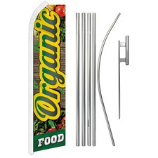Organic Food Advertising Swooper Feather Flutter Flag Pole Kit Concessions Food