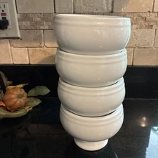 Set of Four (4) Royal Limited White Porcelain 15oz French Onion Soup Bowls