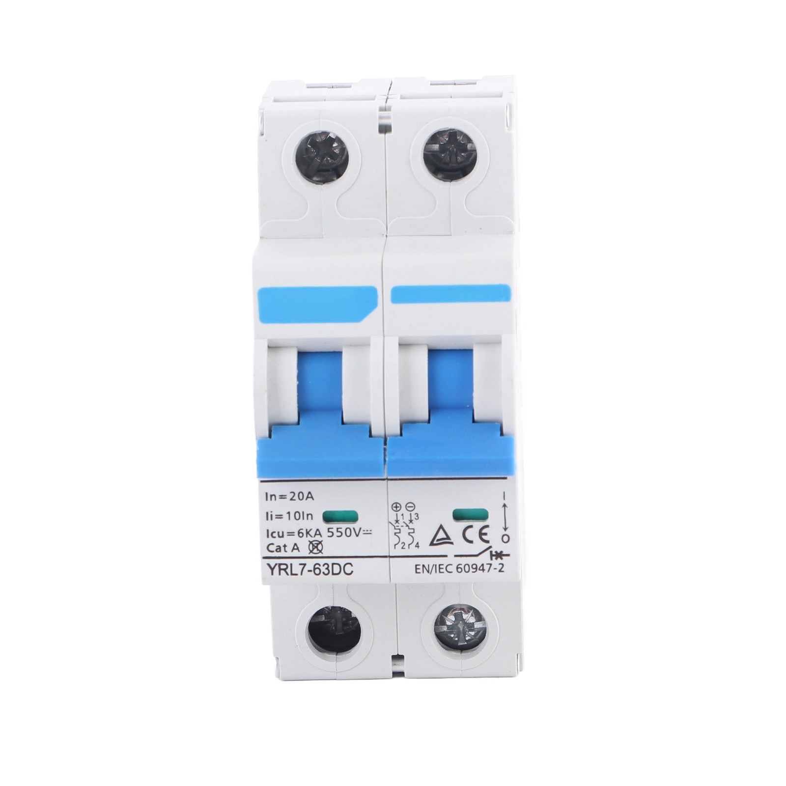 2 Pole Miniature Circuit Breaker Easy To Install For Home DC 550V 20A Trending