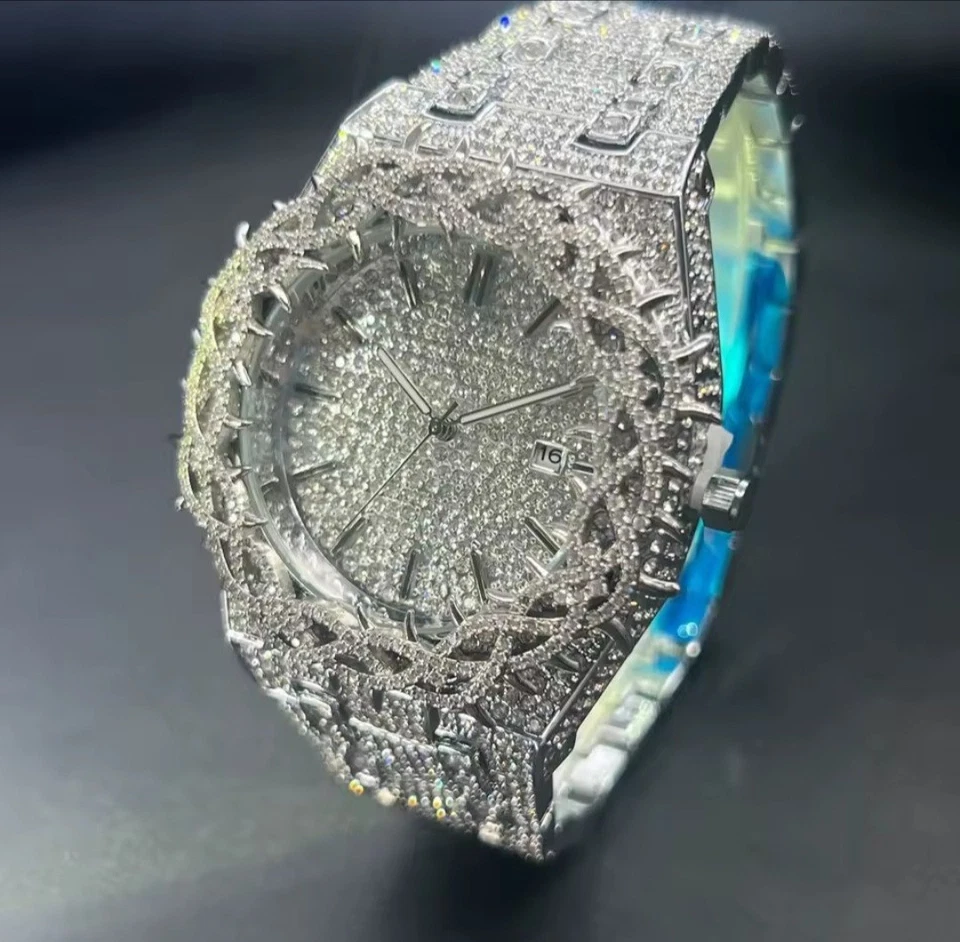 NOVO EM FOLHA 2025 Relógio de Luxo Masculino ICED OUT DIAMOND/MOISSANITE SIMULADO - Imagem 4 de 4