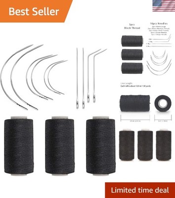 Weaving Needle Combo Deal - Black Thread with 10pcs Needles