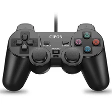 Cipon Wired Controller for PS-2 Console, Black Remote Controllers, PS-2 Acces...