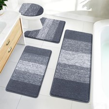 Bathroom Rugs Sets 4 Piece, Soft Absorbent Microfiber Bath Rugs with U-Shaped