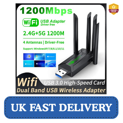 1200Mbps USB WiFi Adapter Dual Band 2.4/5G WLAN Netzwerk Wifi Dongle Antennen