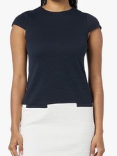 Eliza J Womens Cap Sleeve High Neck Two-Tone Jaquard Blue Mini Dress Size 6