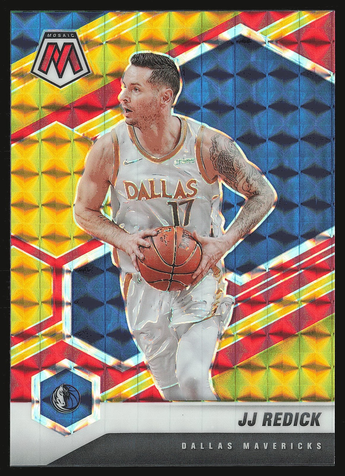 2020-21 Panini Mosaic #52 JJ Redick Mosaic Choice Fusion Red and Yellow #/88 SN