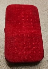 Vintage Pocket Hand Warmer Red Velvet Case Fuel Stick Latches 4.5x2.5