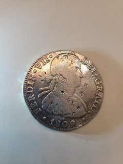 1809 Mo TH Silver Mexico Spanish Colony 8 Reales Coin w/ Chop Marks Ferdin VII