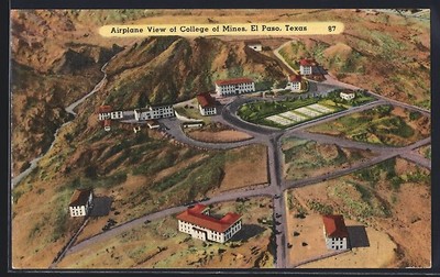 Ansichtskarte El Paso, TX, Airplane View of College of Mines 