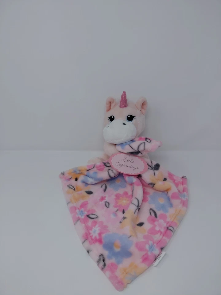Little Beginnings Bebé Unicornio Rosa Floral Lovey Manta de Seguridad Felpa Foto 2 de 4