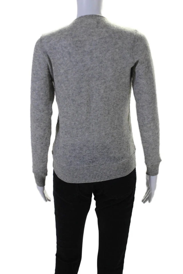 Maille Clu Womens Wool Gray Plaid V-Neck Long Sleeve Cardigan Sweater Top SizeXS - Image 3 of 4