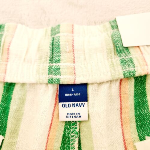 Pantalones Cortos Old Navy Mujer Talla Grande Mezcla de Lino Rayas Cintura Elástica Pull On NUEVO - Imagen 4 de 9