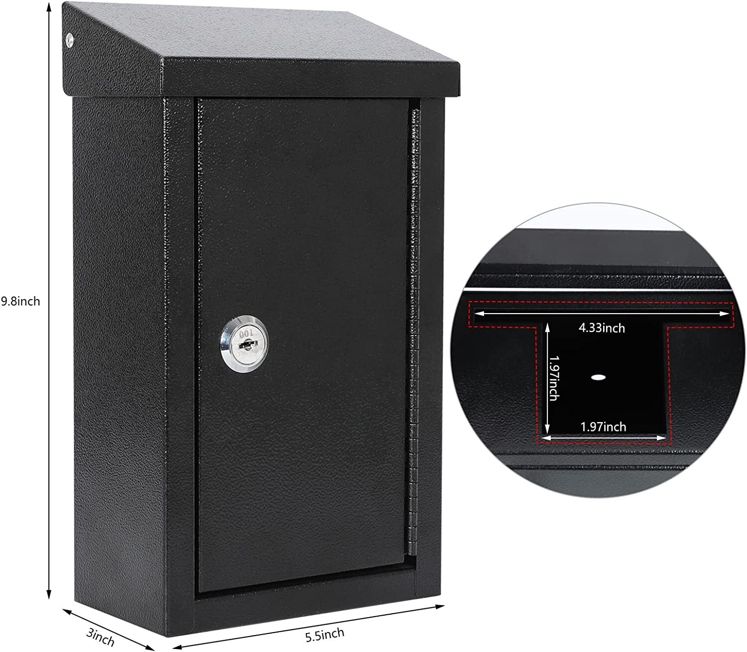 WallMounted Key Drop Lock Box Automotive with Key Lock Metal Mailbox Indoor&... eBay