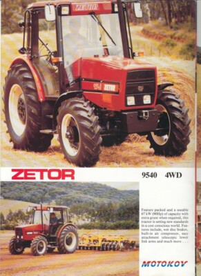 Tページ 1995 ZETOR 9540 and 8540 4WD TRACTOR Range Australian 6p Brochure
