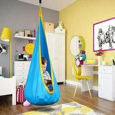 Taoup Pod Chair for Kids, 100% Cotton Kids Swing Seat, Durable Blue 