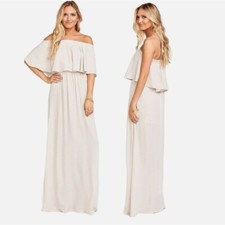 Show Me Your MuMu Hacienda Maxi Dress Sz XS Show Me The Ring Crisp Off Shoulder