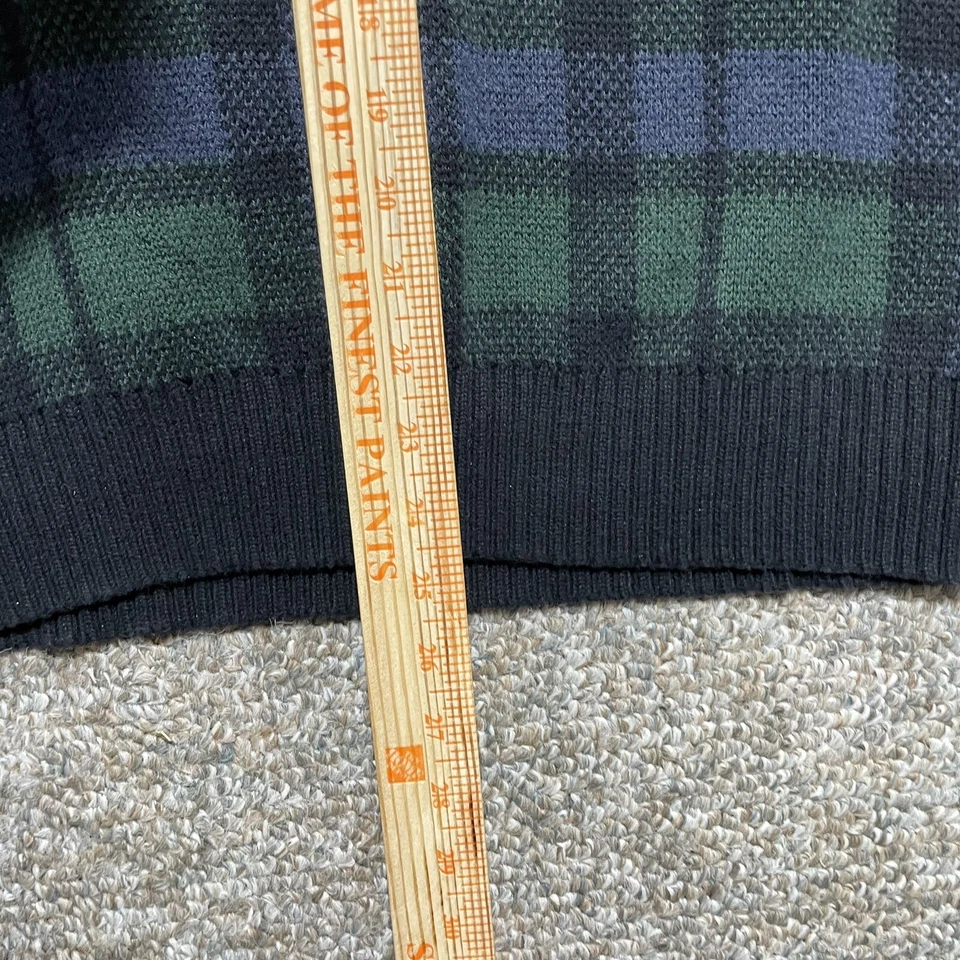 Suéter de golf Alan River negro verde azul a cuadros para hombre cuello chal mediano cuello en V Foto 4 de 4