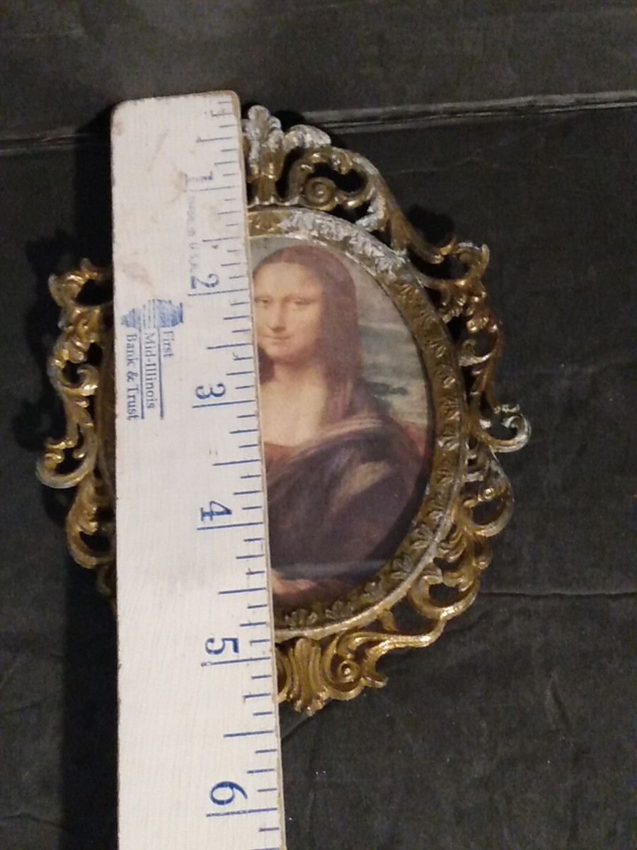 Vintage MCM Ornate Gold Action Frame MONA LISA Art Print MADE IN
