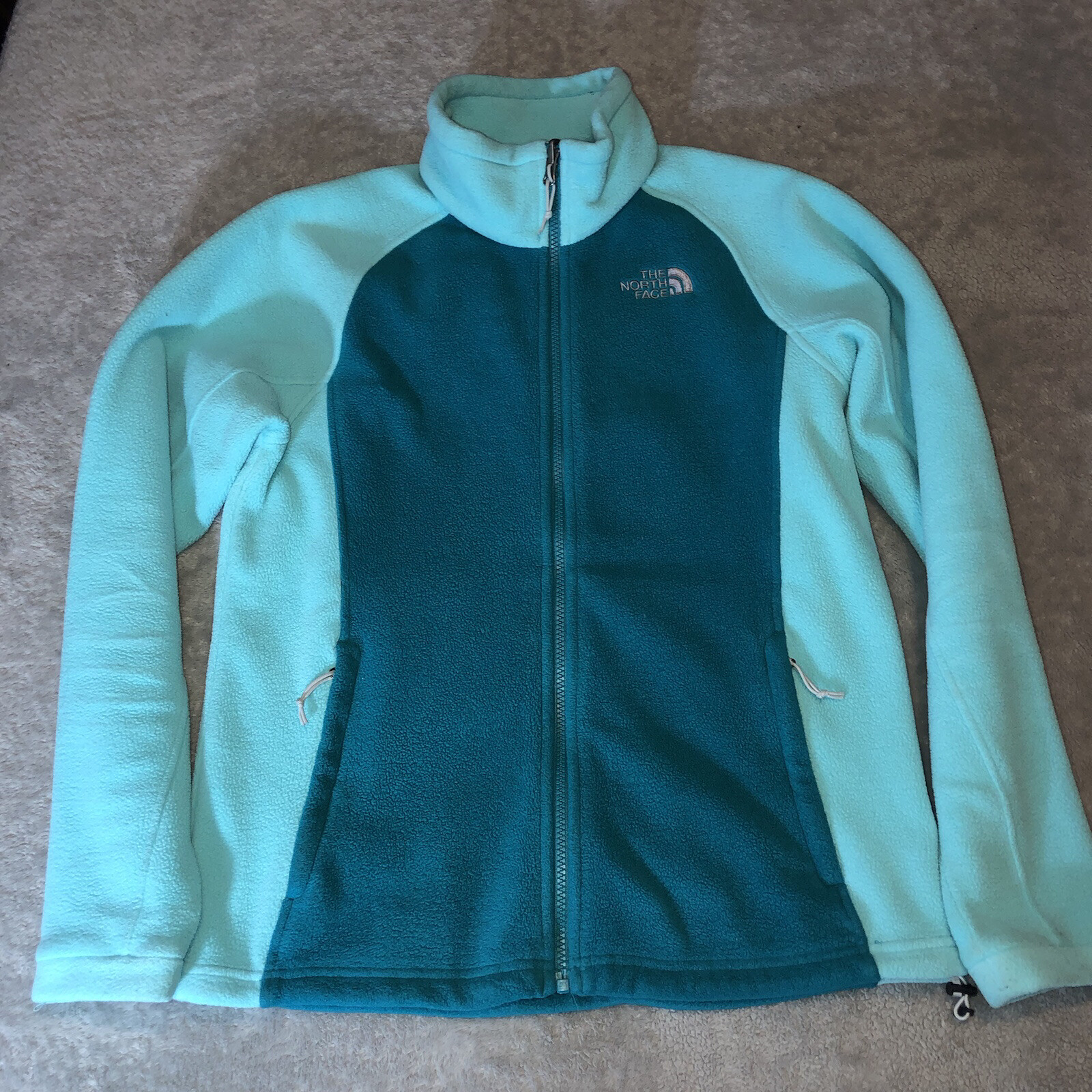 THE NORTH FACE Khumbu Womens Mint Green Colorblock Fleece Jacket Sz Medium thumbnail 3