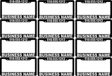 LOT OF 12 CUSTOM BUSINESS NAME PHONE NUMBER advertise License Plate Frames