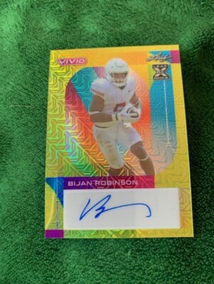 Bijan Robinson 2023 Leaf Vivid Yellow Mojo Prizm RC Auto SP /10 Rookie