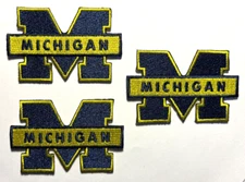 university of michigan patch iron on  2.5" wide heat seal  u of m M patch 3 pcs.