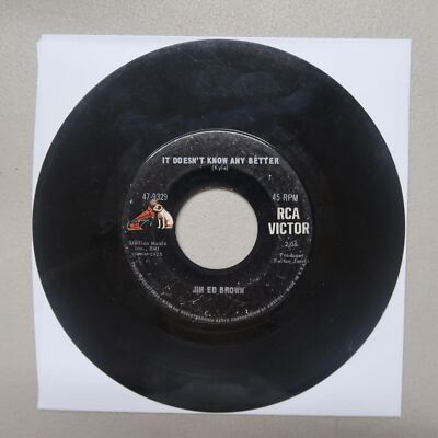 JIM ED BROWN BOTTLE,BOTTLE/IT DOESN'T KNOW ANY BETTER RCA VINYL 45 VG 24-52