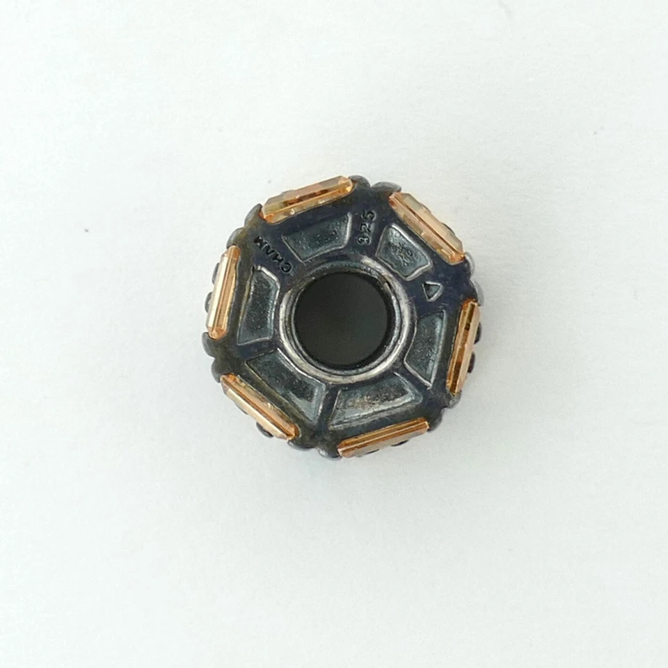 PIEDRAS APILADAS DE PLATA ESTERLINA 925 CHAMILIA GENUINAS - VERDE Y MELOCOTÓN + ENCANTO CIRCONITA Foto 2 de 4