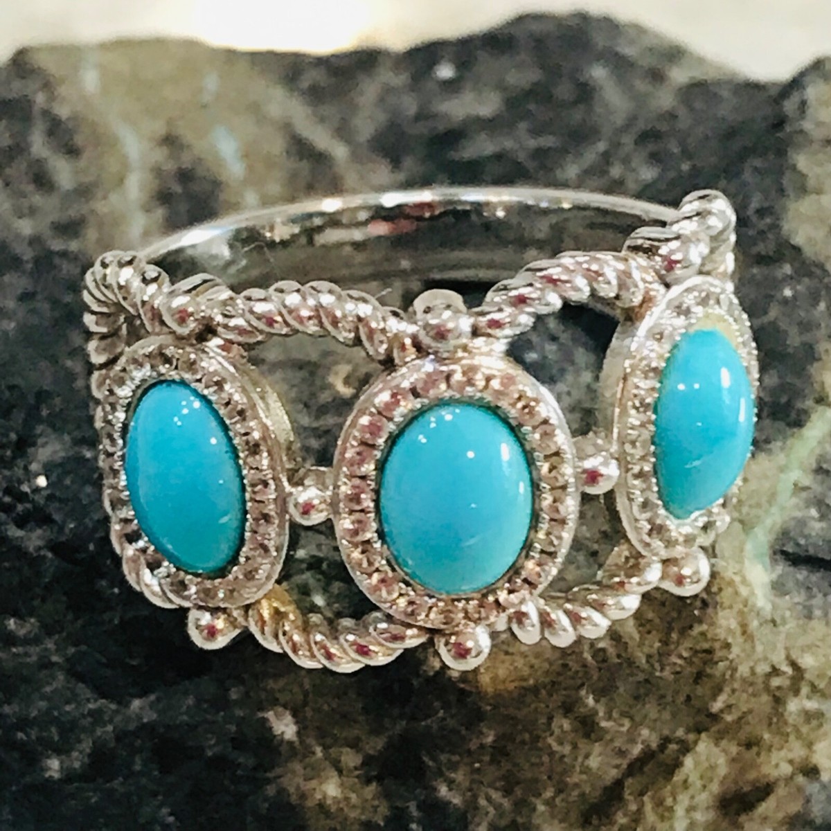 AFFINITY STERLING SILVER TURQUOISE RING SLEEPING BEAUTY QVC EA