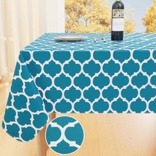 Rectangle Table Cloth Cover, Waterproof Vinyl Tablecloth with 60"x84" Teal