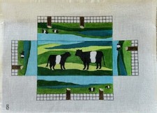 Needlepoint Canvas Brick Cover By Sandra Covington Cows Pond Farm Hand Painted