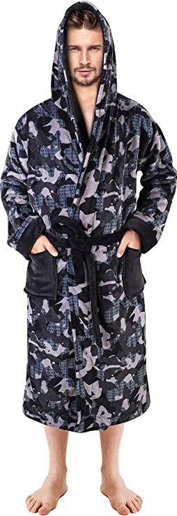 Bathrobe For Men Fleece Hooded - Plush Long Bathrobes Ultra-Soft NY Threads - Image 2 of 4