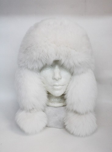 NUEVO SOMBRERO GORRA DE PIEL DE ZORRO BLANCO NATURAL MUJER TALLA TODO - Imagen 13 de 13