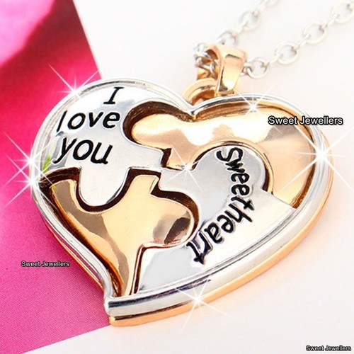 Engraved Rose Gold Necklaces Love Heart 